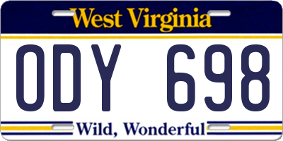 WV license plate ODY698