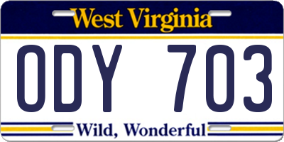WV license plate ODY703