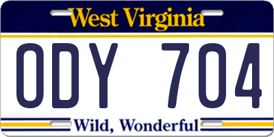 WV license plate ODY704