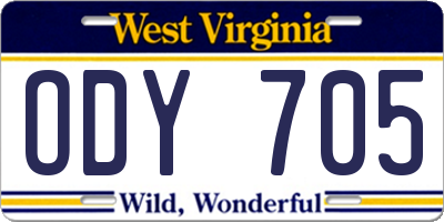 WV license plate ODY705