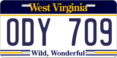 WV license plate ODY709