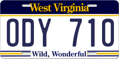 WV license plate ODY710