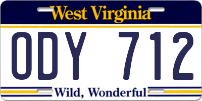 WV license plate ODY712