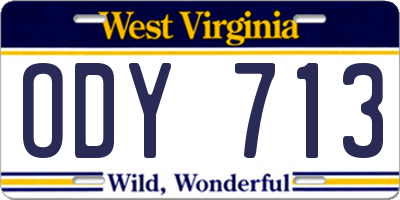 WV license plate ODY713