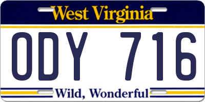 WV license plate ODY716