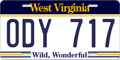 WV license plate ODY717