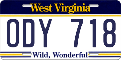 WV license plate ODY718