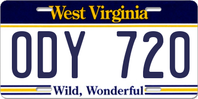 WV license plate ODY720