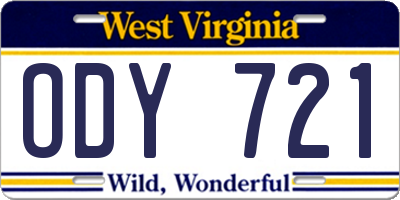 WV license plate ODY721