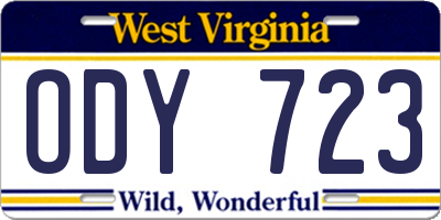 WV license plate ODY723