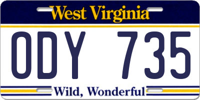 WV license plate ODY735