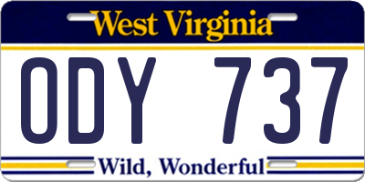 WV license plate ODY737