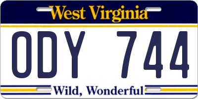 WV license plate ODY744