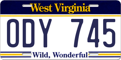 WV license plate ODY745