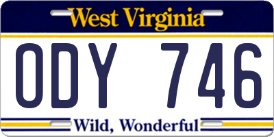 WV license plate ODY746