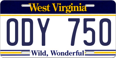 WV license plate ODY750