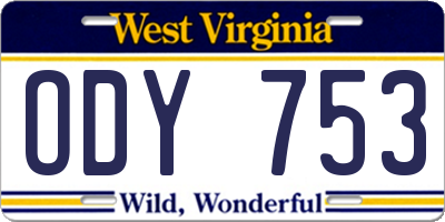 WV license plate ODY753