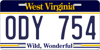 WV license plate ODY754