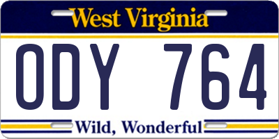 WV license plate ODY764
