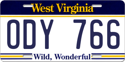 WV license plate ODY766
