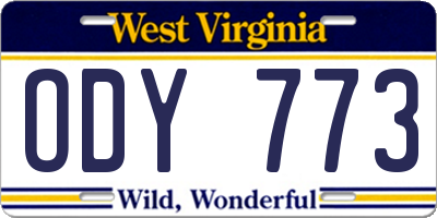 WV license plate ODY773