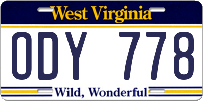 WV license plate ODY778