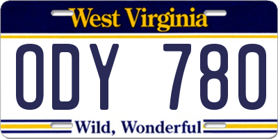 WV license plate ODY780