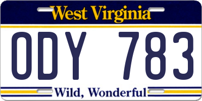 WV license plate ODY783