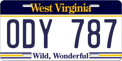 WV license plate ODY787