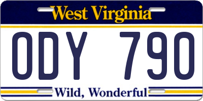 WV license plate ODY790