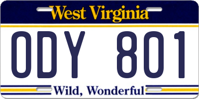 WV license plate ODY801