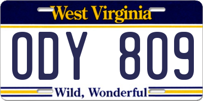 WV license plate ODY809