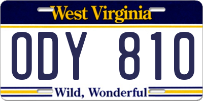 WV license plate ODY810