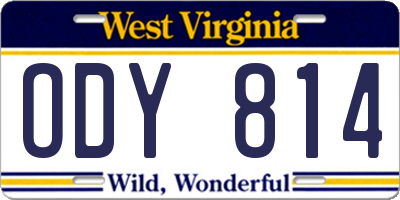 WV license plate ODY814