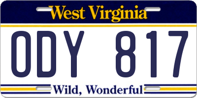 WV license plate ODY817