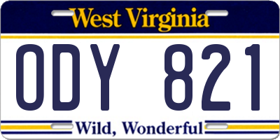 WV license plate ODY821