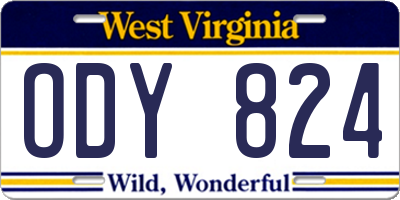WV license plate ODY824