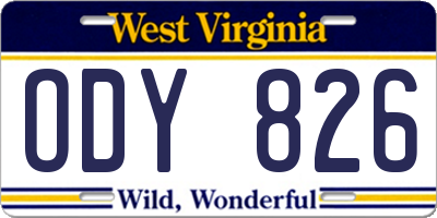 WV license plate ODY826