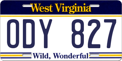 WV license plate ODY827