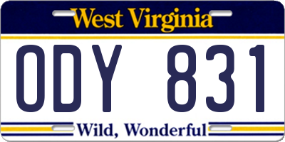 WV license plate ODY831