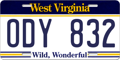 WV license plate ODY832