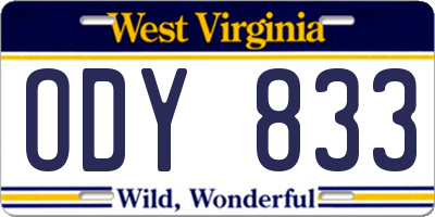 WV license plate ODY833