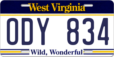 WV license plate ODY834