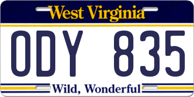 WV license plate ODY835