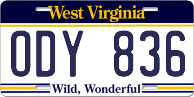 WV license plate ODY836