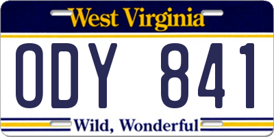 WV license plate ODY841