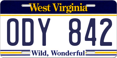 WV license plate ODY842