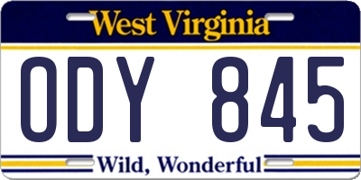 WV license plate ODY845