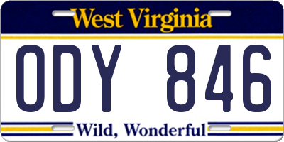 WV license plate ODY846