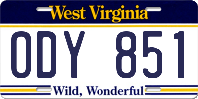 WV license plate ODY851